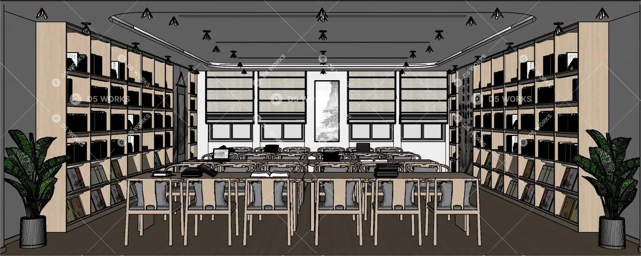 Chinese Library 3d model thumbnail 2