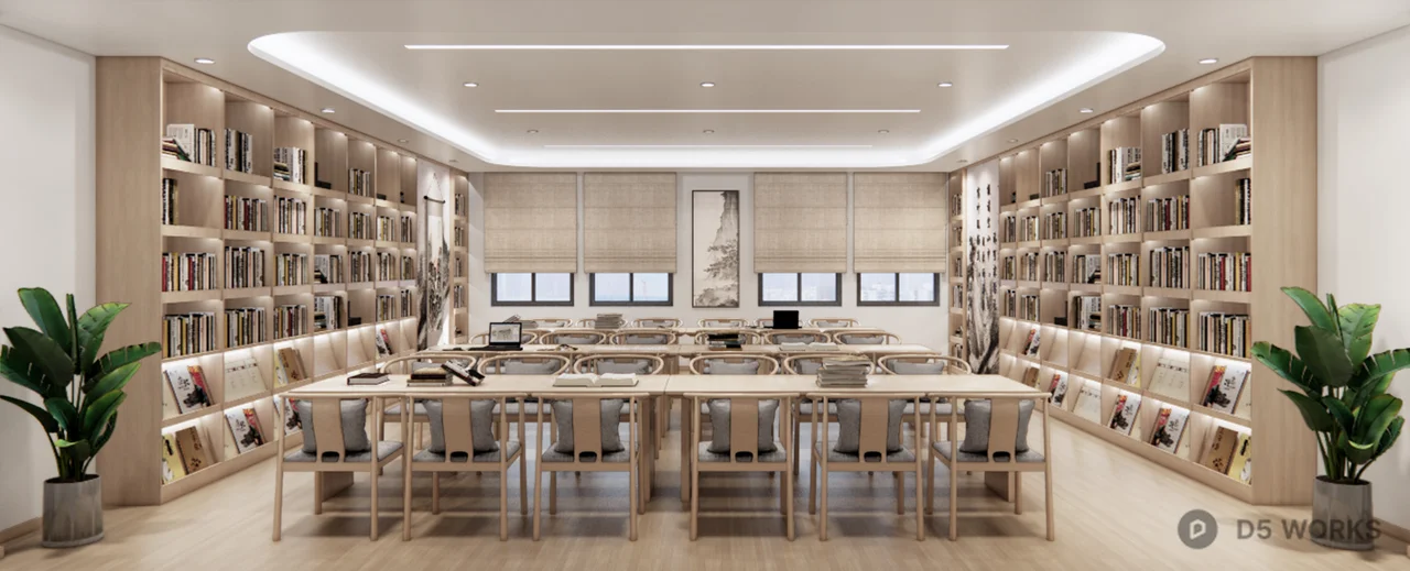 Modern Library Reading Space 3d model - Image 1