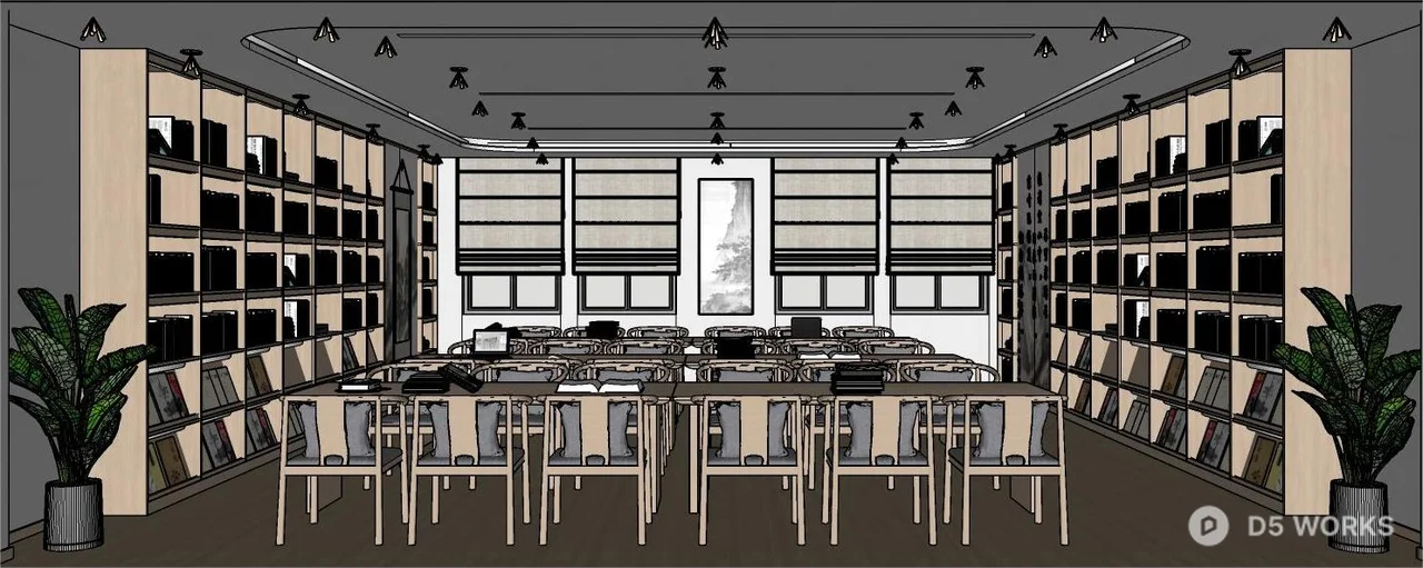 Modern Library Reading Space 3d model thumbnail 2
