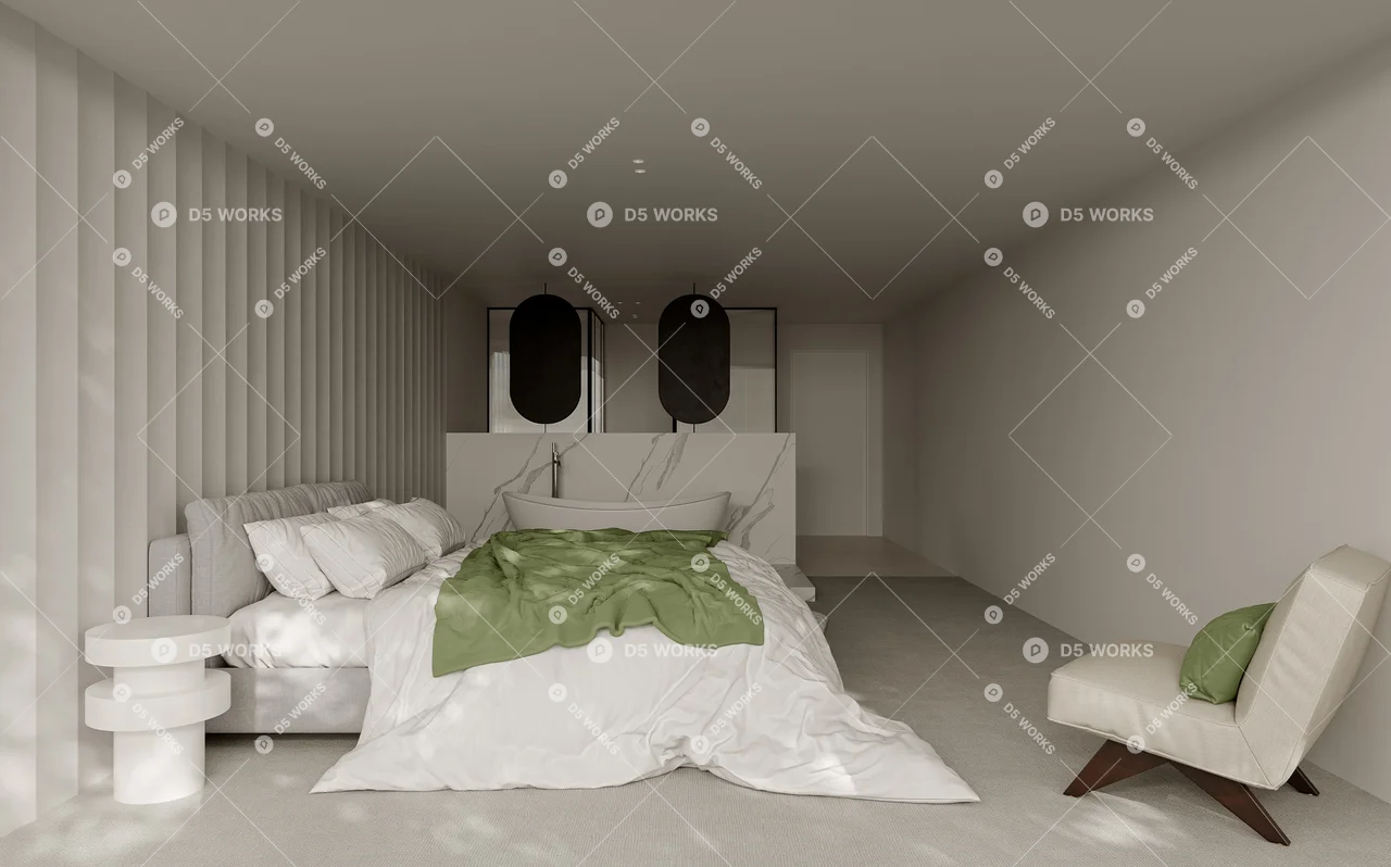 Modern BnB Bedroom 3d model thumbnail 2