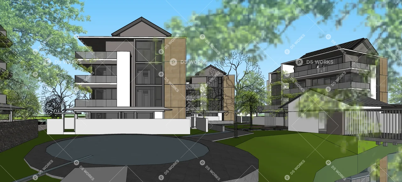 New Chinese Hotel Building +2d 3d model thumbnail 5