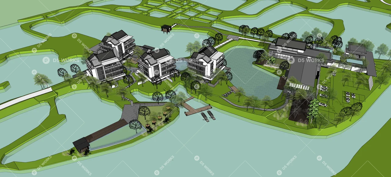 New Chinese Hotel Building +2d 3d model thumbnail 4