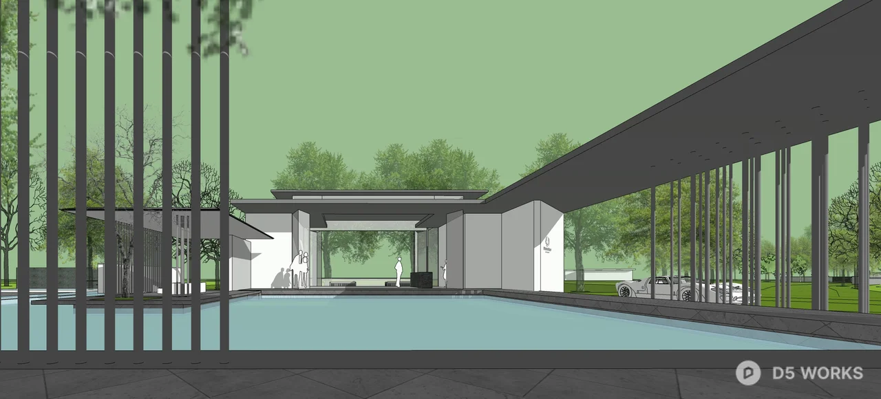 Lakeside Resort Architecture At Dusk 3d model thumbnail 6