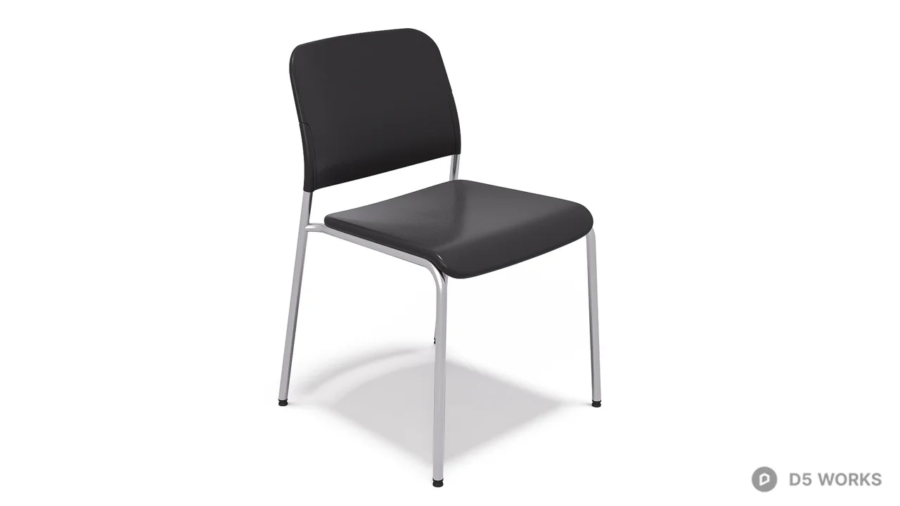 Minimalist Metal Frame Dining Chair 3d model thumbnail 4