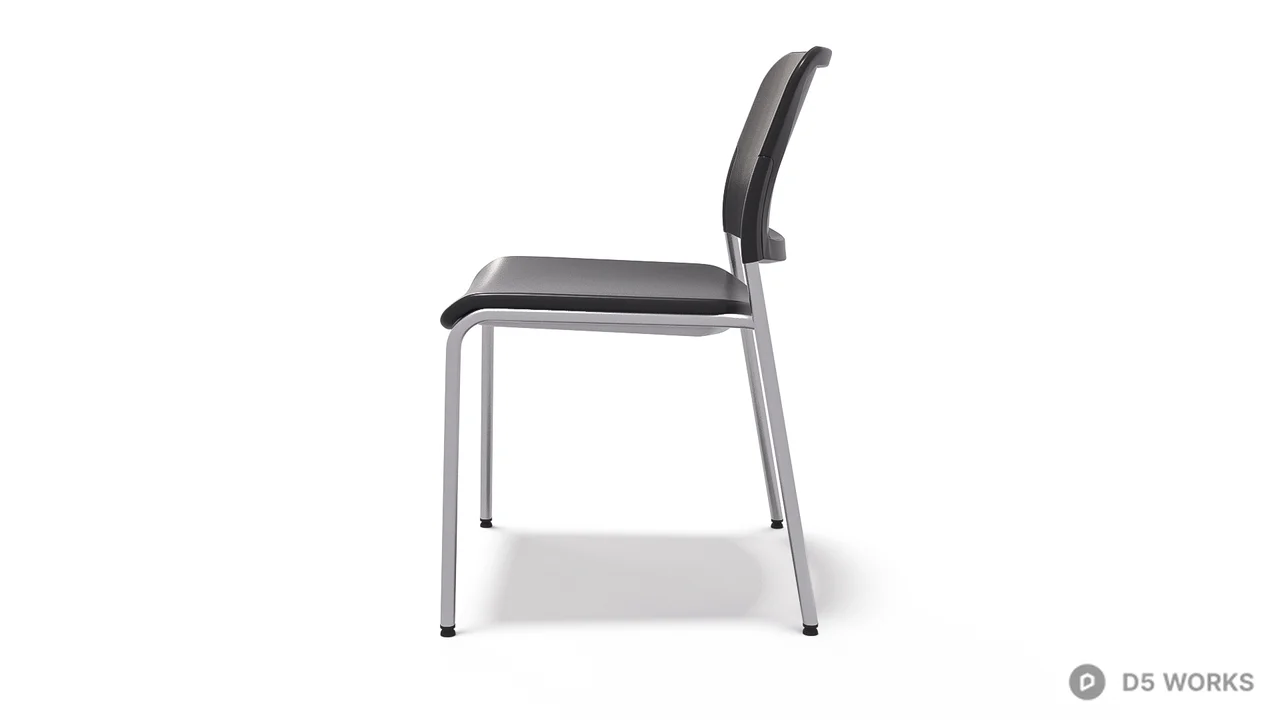 Minimalist Metal Frame Dining Chair 3d model thumbnail 2