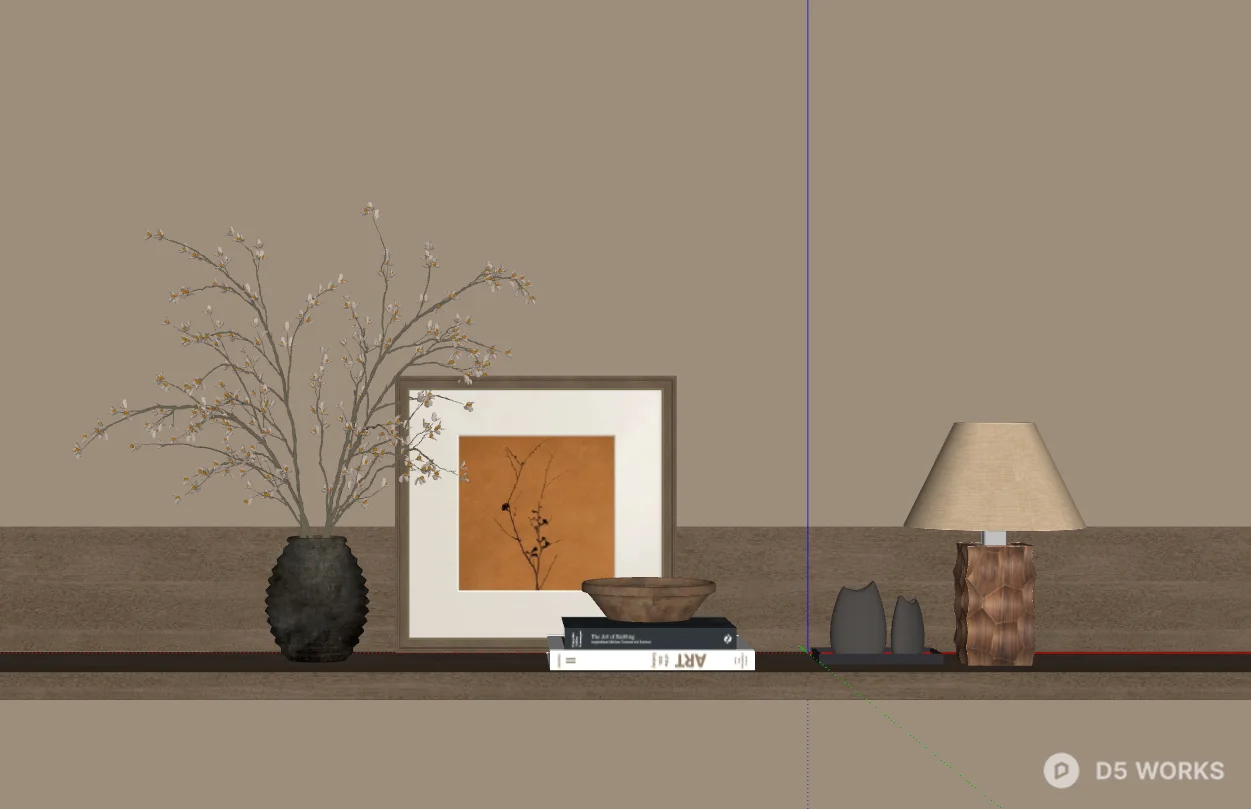 Minimalist Ceramic Vase And Frame Ensemble 3d model thumbnail 2
