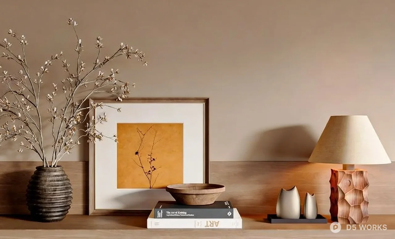 Minimalist Ceramic Vase And Frame Ensemble 3d model - Image 1
