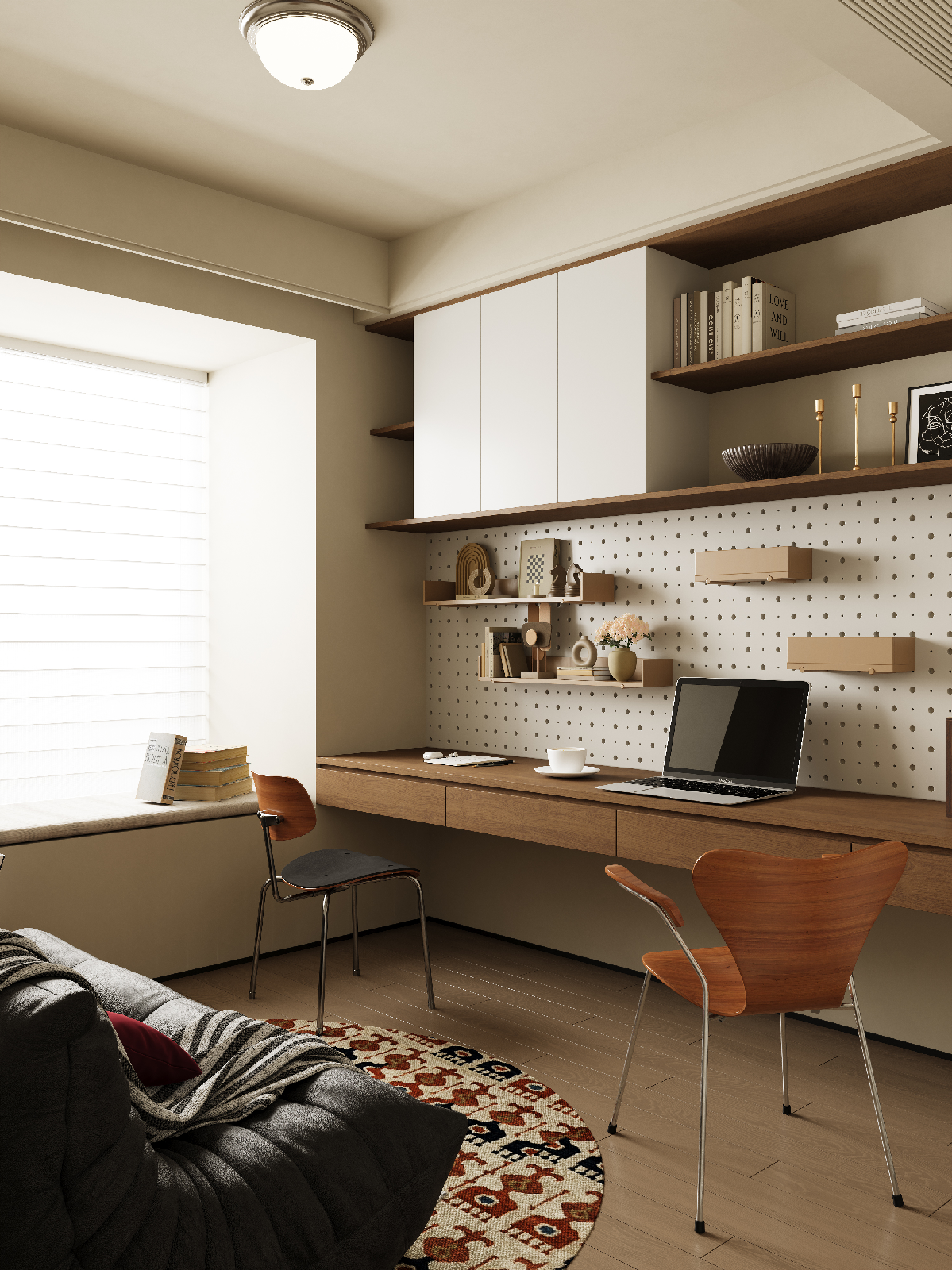 Mid-Century Modern Study Room