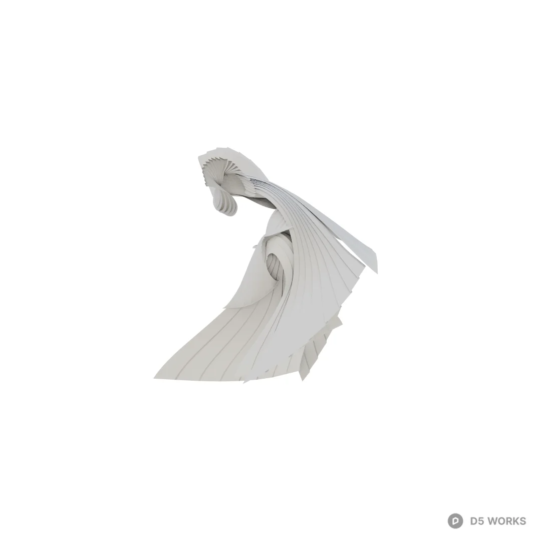 Abstract Fan-Shaped Sculptural Ornament 3d model thumbnail 3