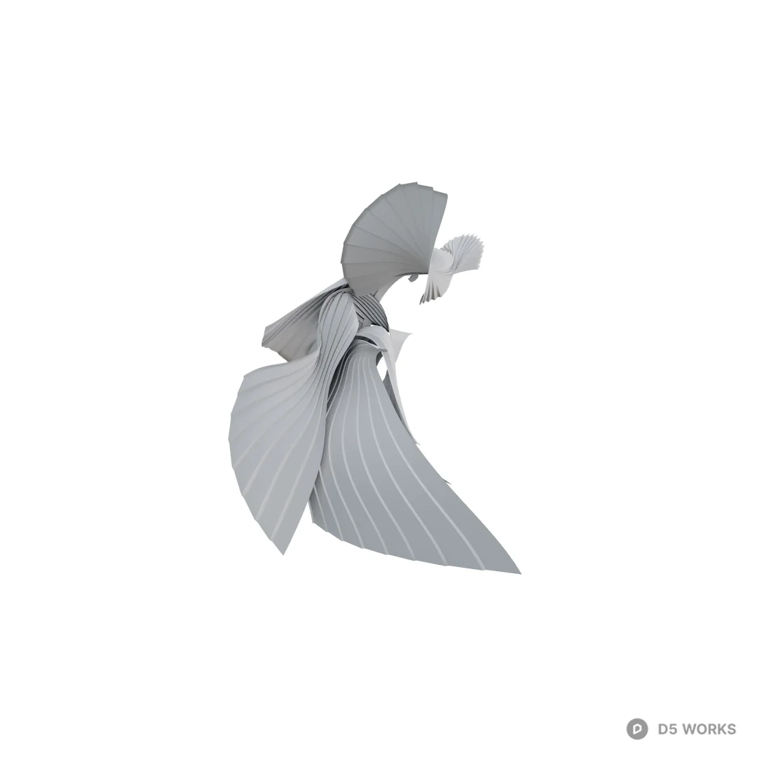 Abstract Fan-Shaped Sculptural Ornament 3d model thumbnail 2