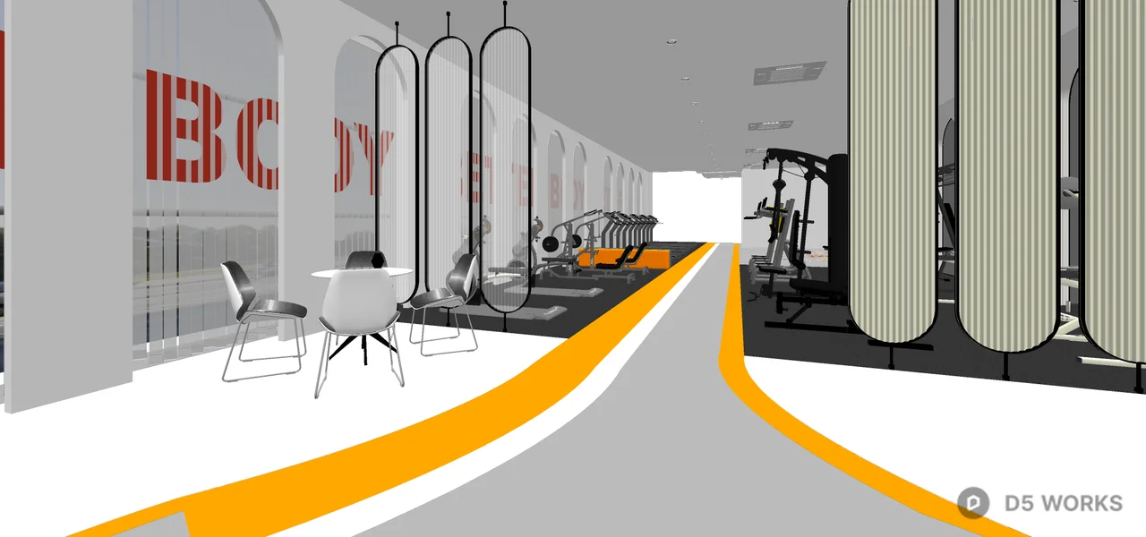 Modern Fitness Gym With Treadmills And Equipment 3d model thumbnail 2