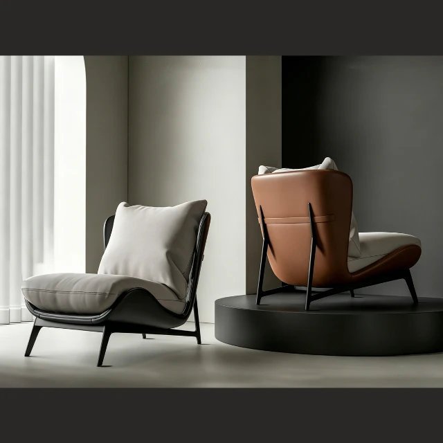 Modern High-Back Lounge Chair with Metal Frame 3d model
