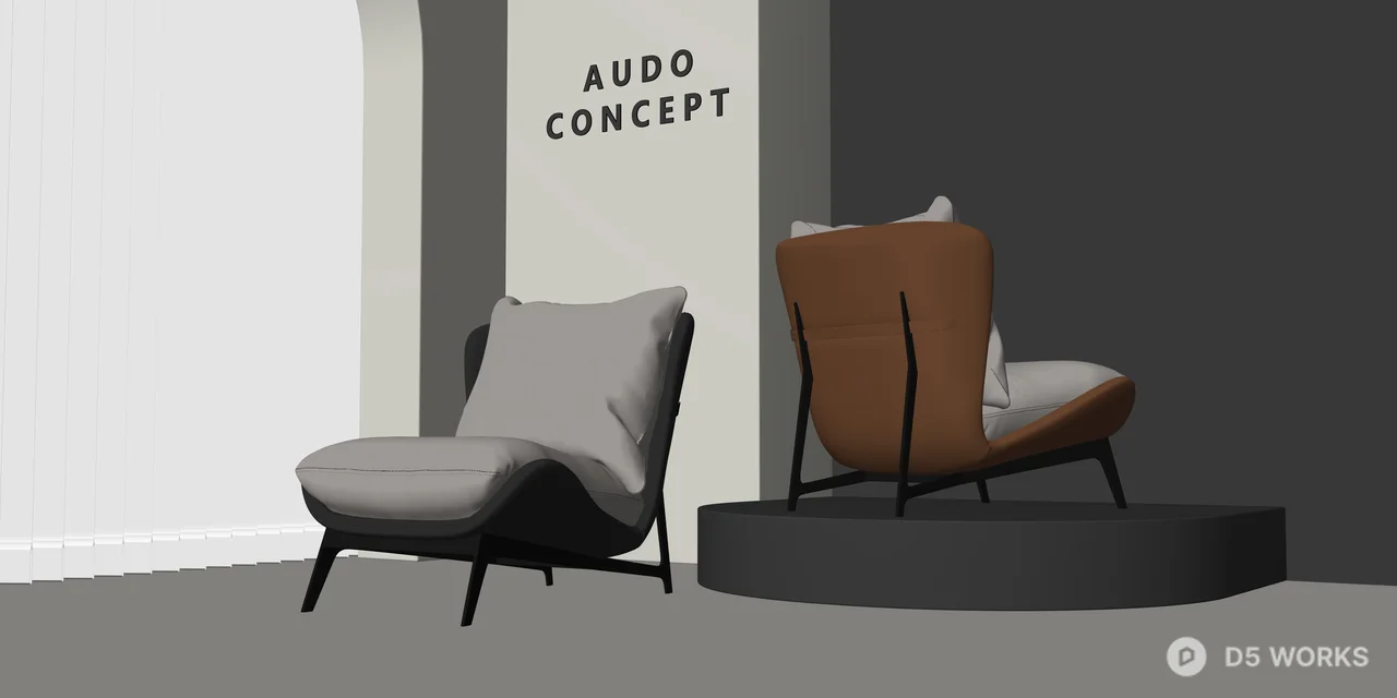 Modern High-Back Lounge Chair with Metal Frame 3d model thumbnail 2
