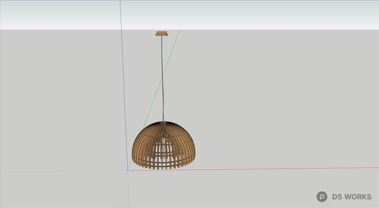 Wooden Slatted Pendant Lamp 3d model thumbnail 2