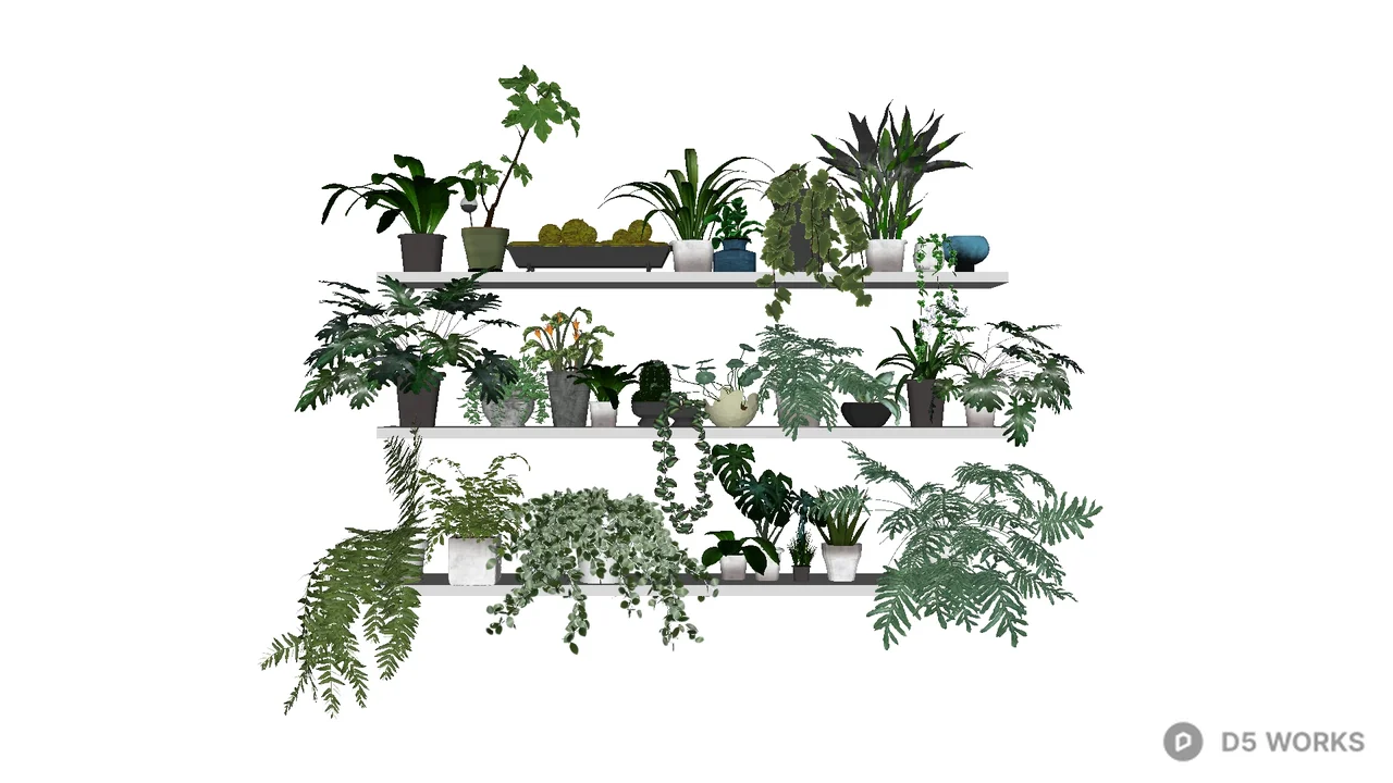 Minimalist Shelf With Potted Plants 3d model - Image 1