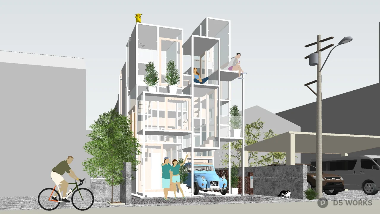 Modern Single Family Villa with Vertical Greenery 3d model - Image 1