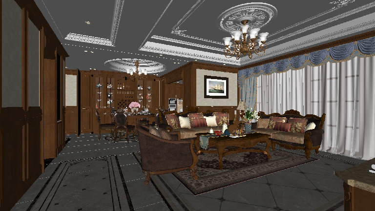 Transitional Living & Dining Room