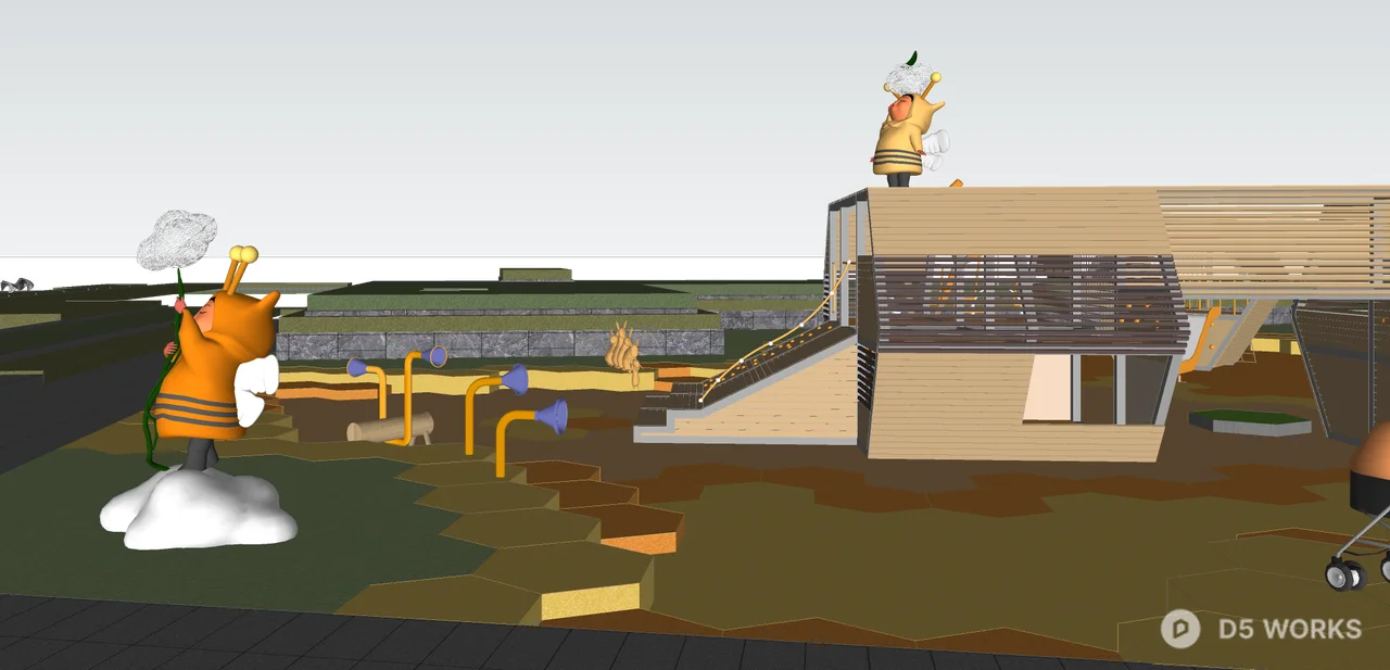 Modern Urban Park With Play Structures 3d model thumbnail 2