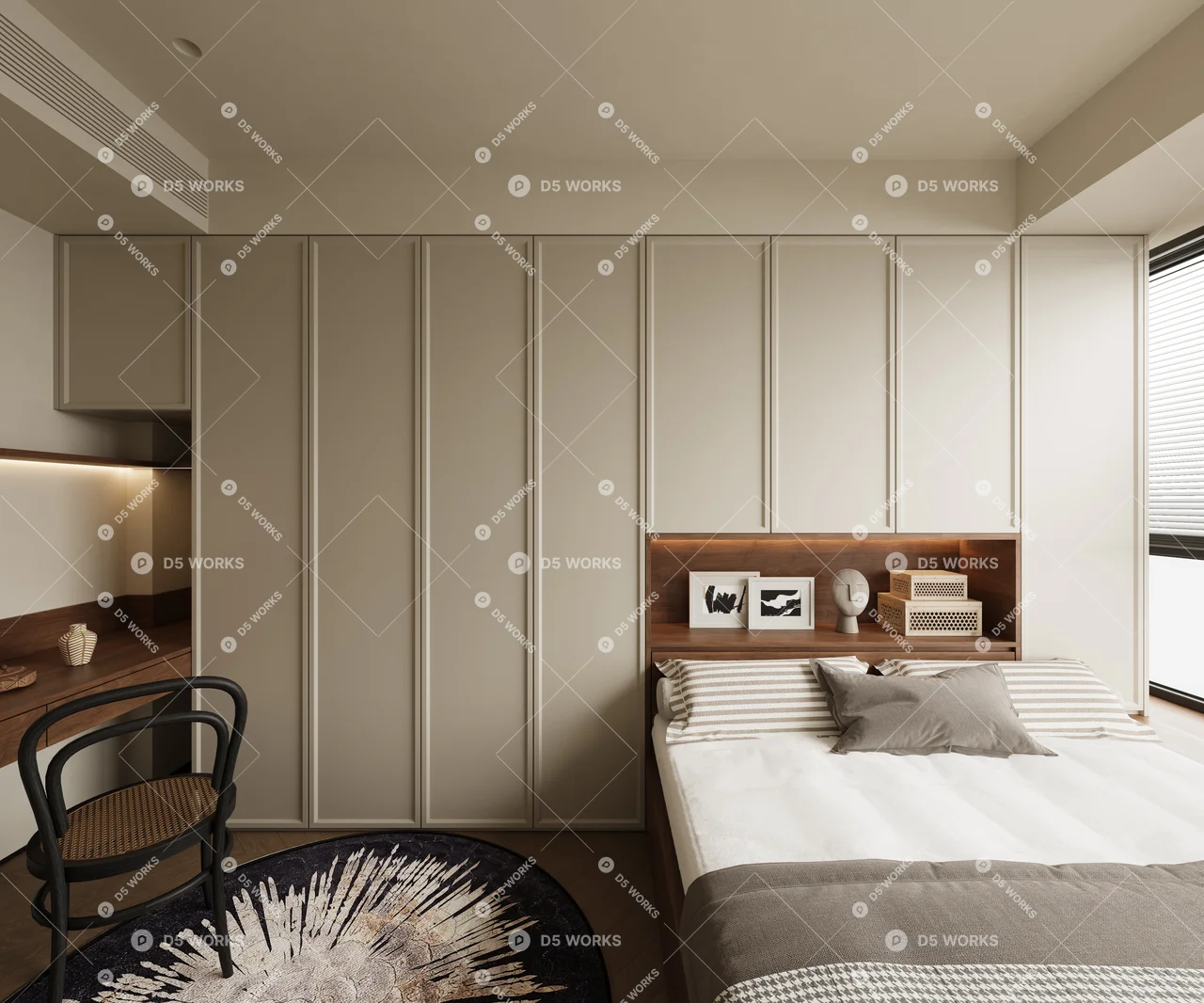 Mid-Century Modern Tatami Bedroom 3d model thumbnail 3