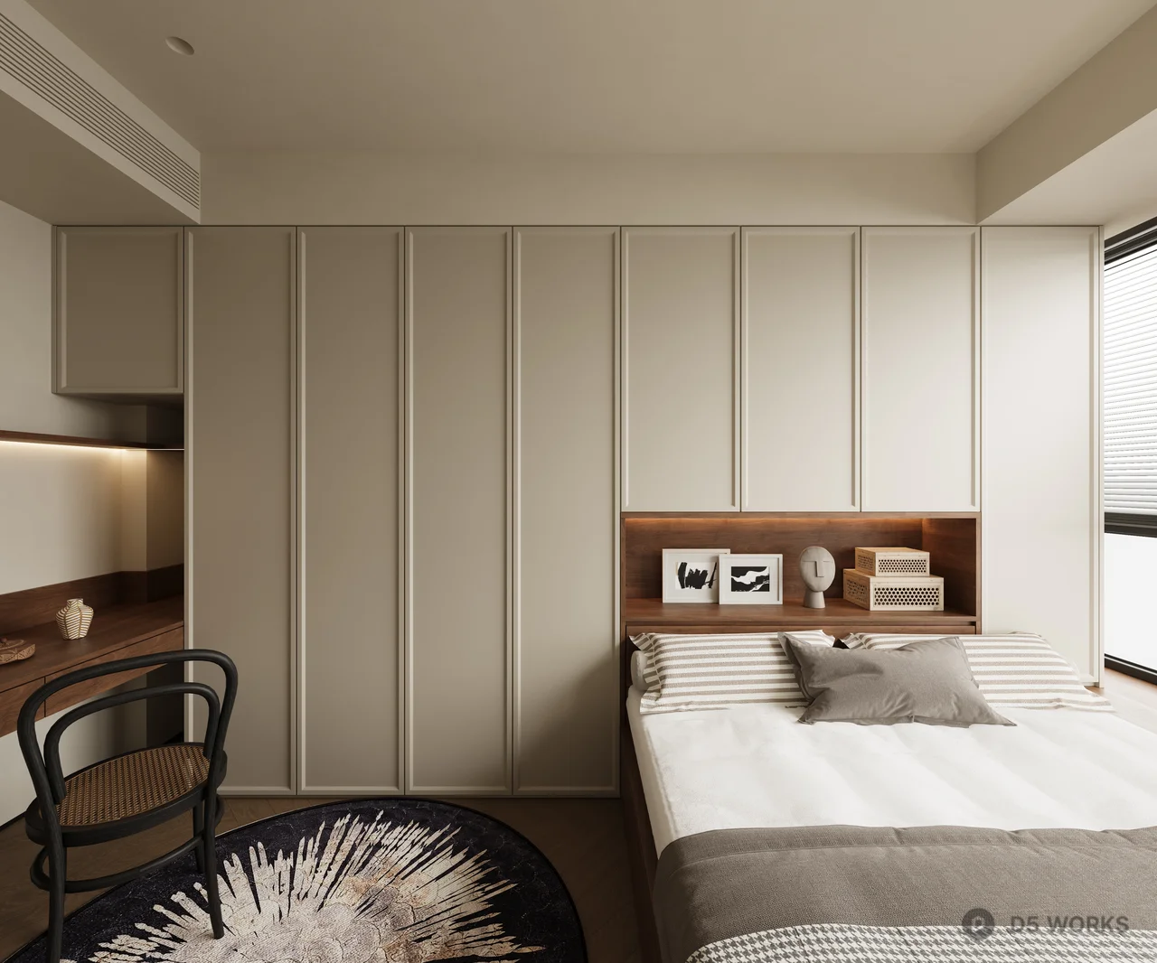 Minimalist Tatami Bedroom With Integrated Desk 3d model thumbnail 3