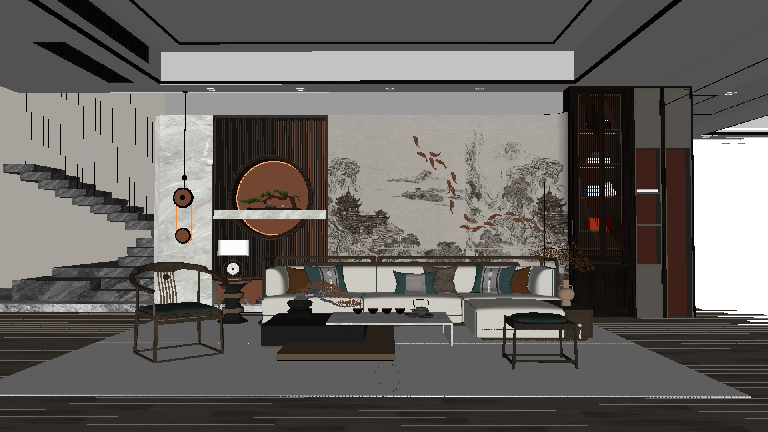 Chinese Sofa & Side Table Set