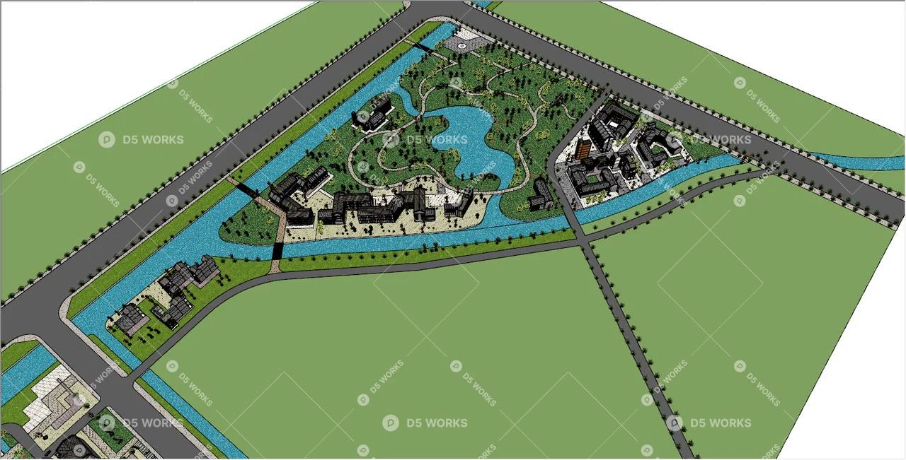 Commercial Landscape 3d model thumbnail 3