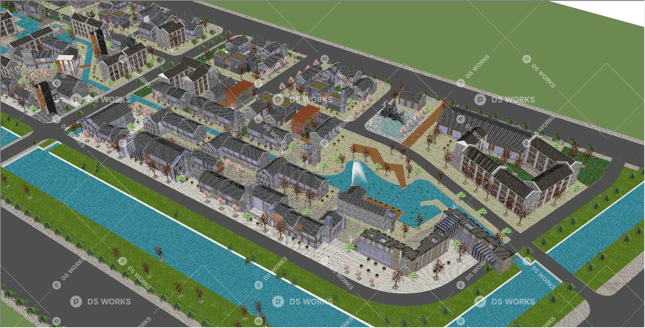 Commercial Landscape 3d model thumbnail 4