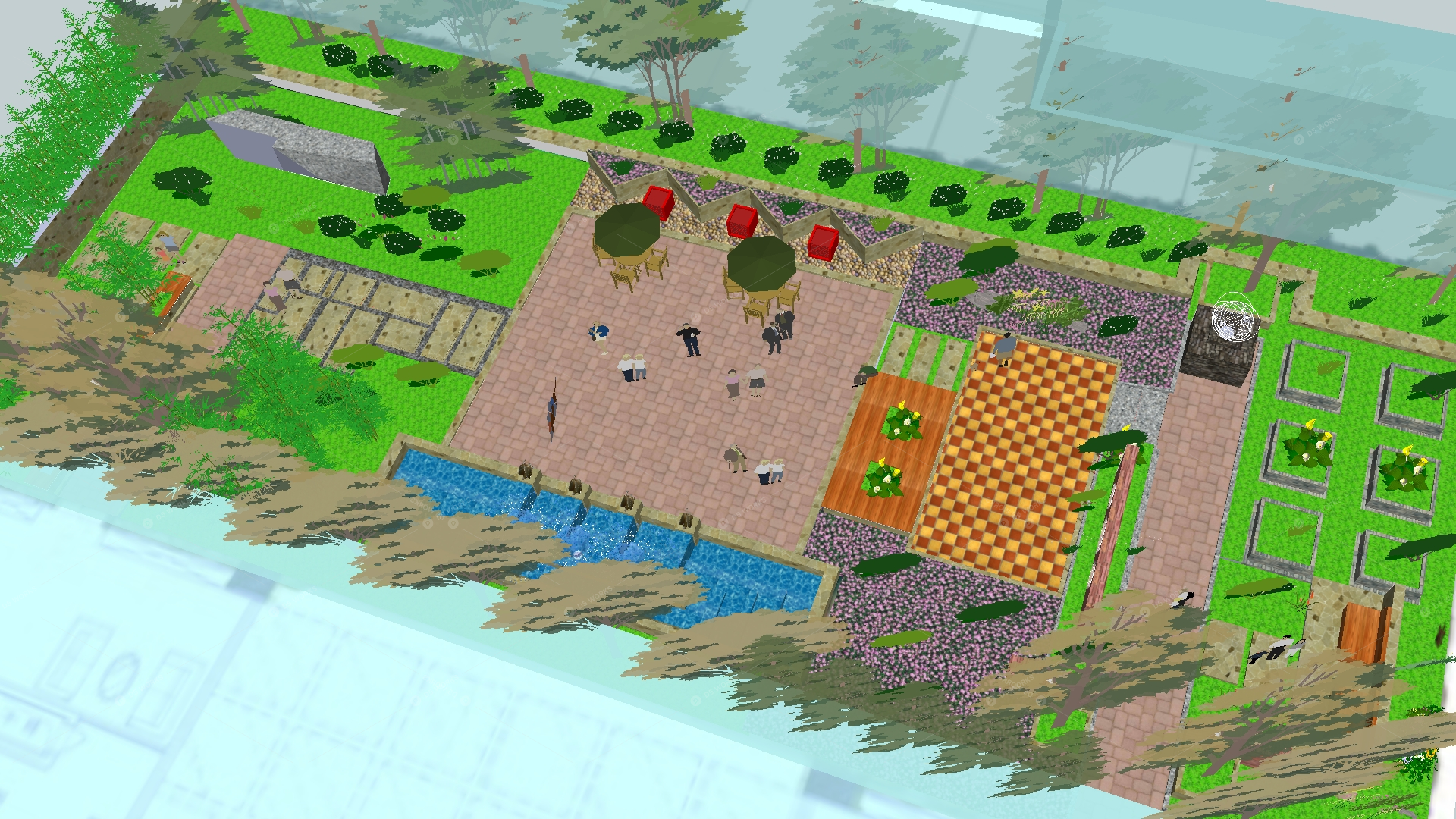 Courtyard Landscape 3D Models