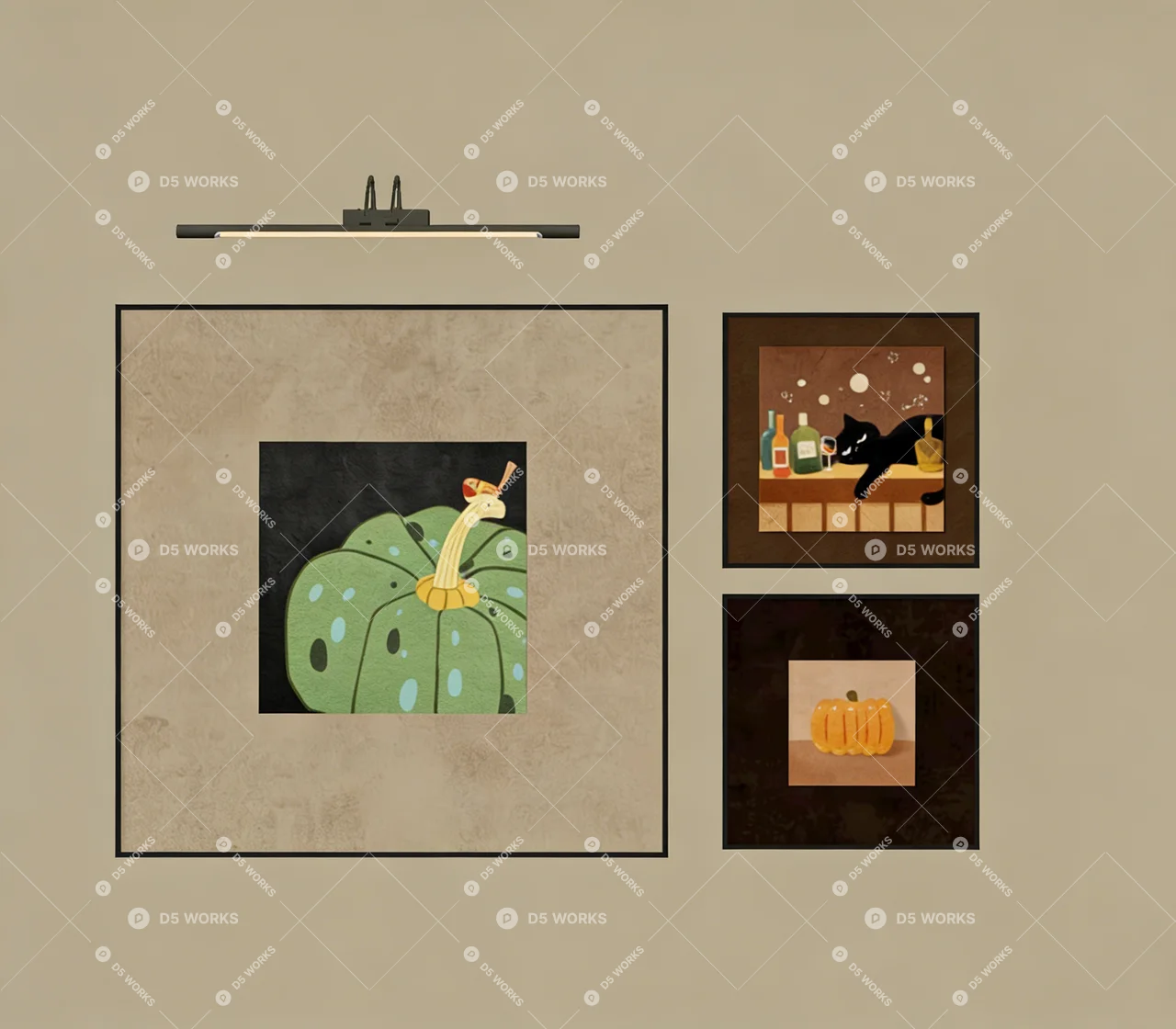 Artistic Pumpkin Illustration Wall Art 3d model thumbnail 2