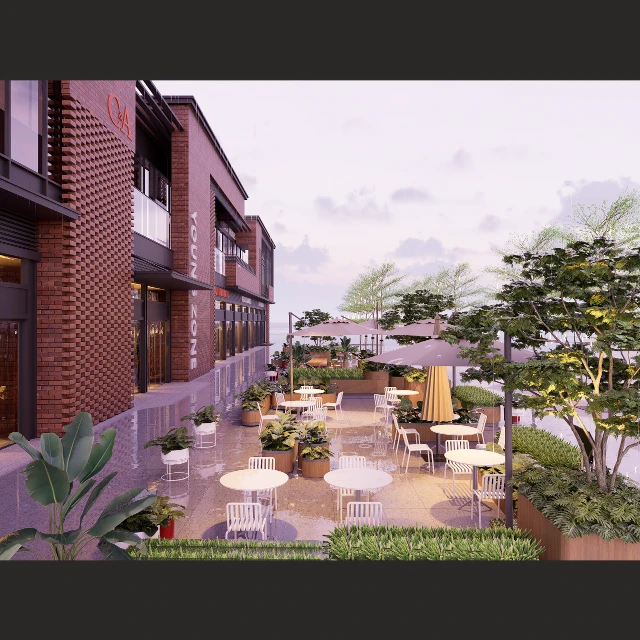 Urban Outdoor Cafe Terrace Scene 3d model