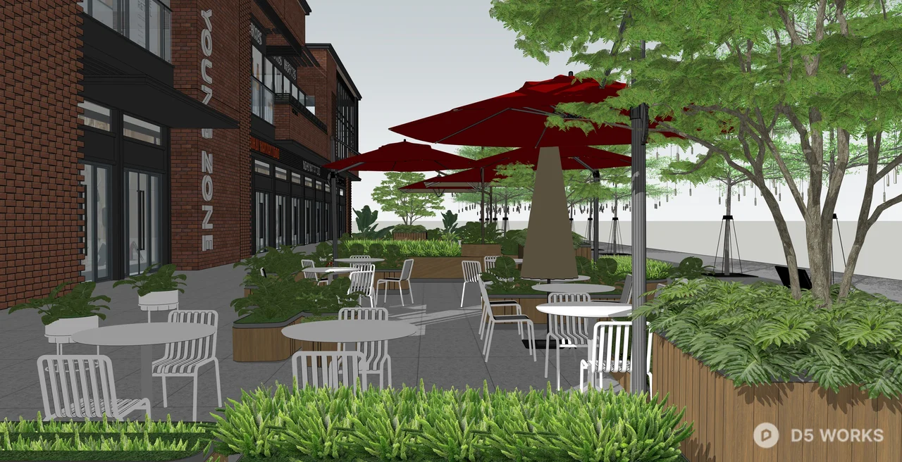 Urban Outdoor Cafe Terrace Scene 3d model thumbnail 2