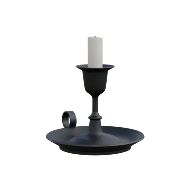 Vintage Matte Black Iron Chamberstick Candle Holder 3d model