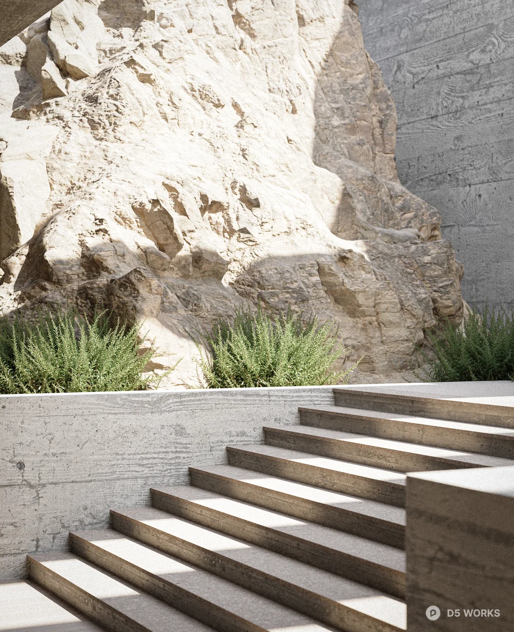Minimalist Concrete Villa Courtyard 3d model thumbnail 6