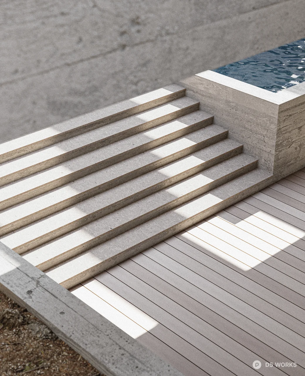 Minimalist Concrete Villa Courtyard 3d model thumbnail 5