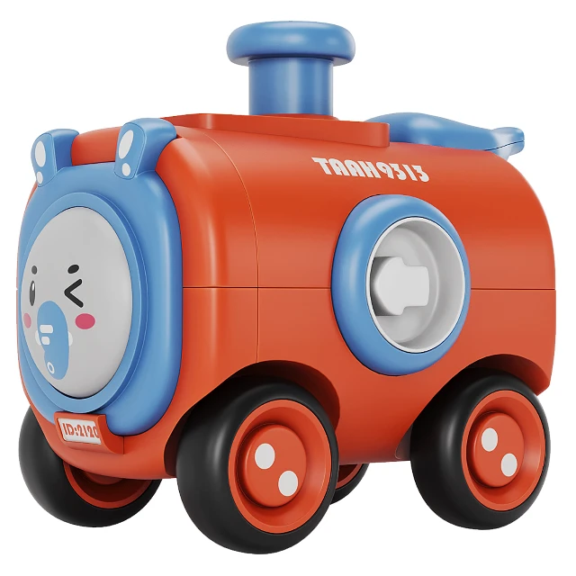 Cartoon Stylized Red Toy Train Engine 3d model