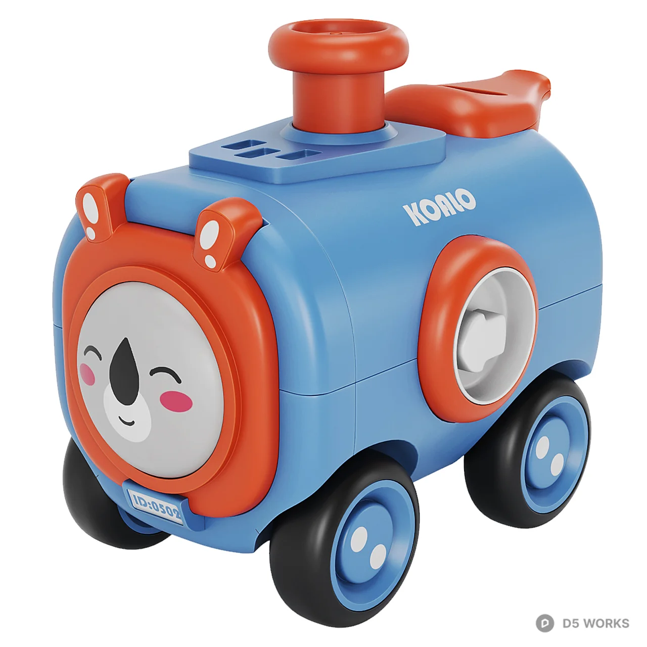 Cartoon Stylized Red Toy Train Engine 3d model thumbnail 5