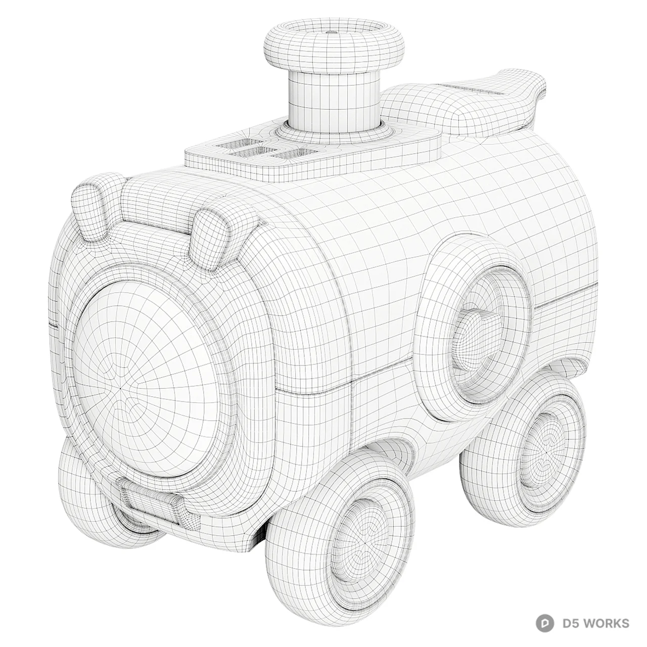 Cartoon Stylized Red Toy Train Engine 3d model thumbnail 7