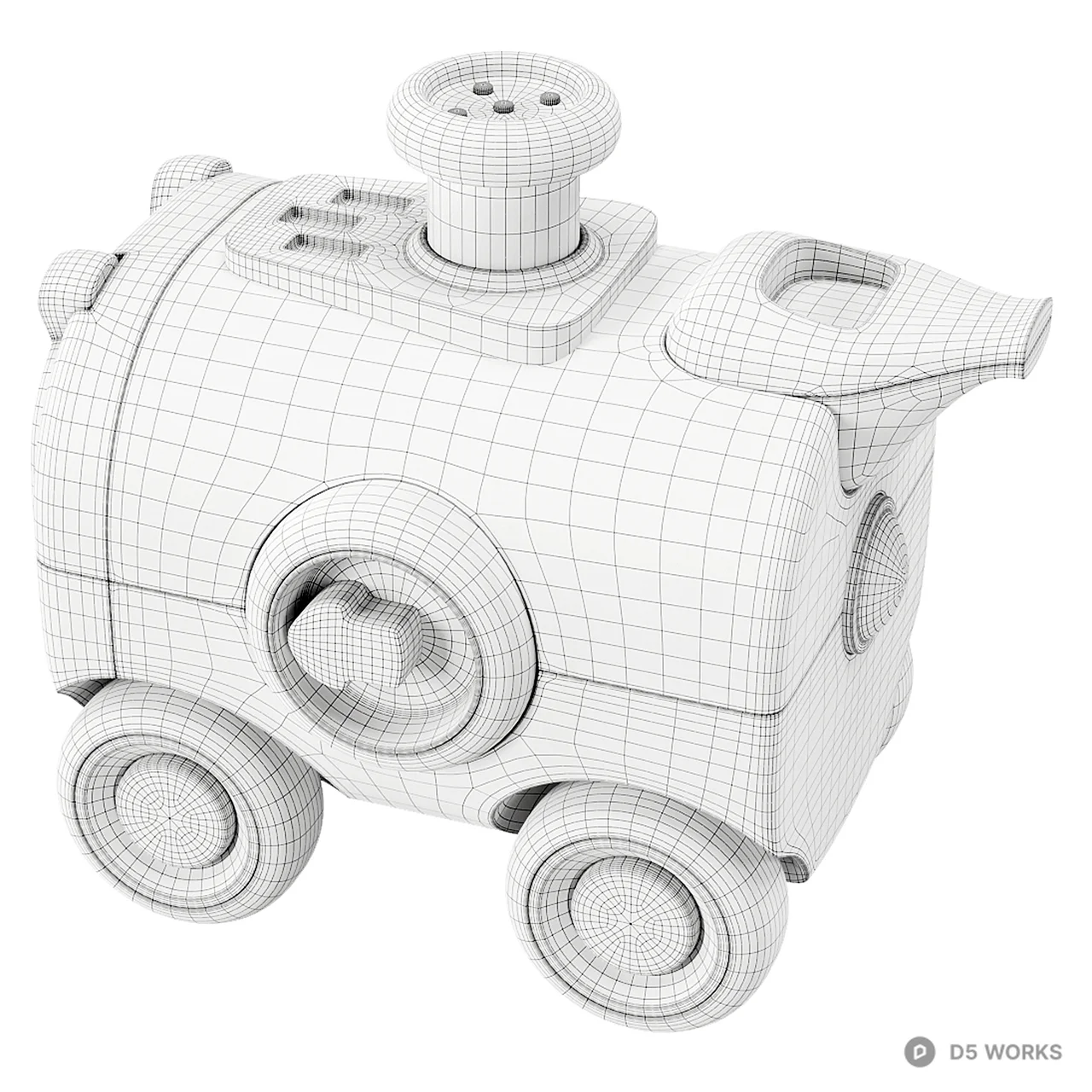 Cartoon Stylized Red Toy Train Engine 3d model thumbnail 8