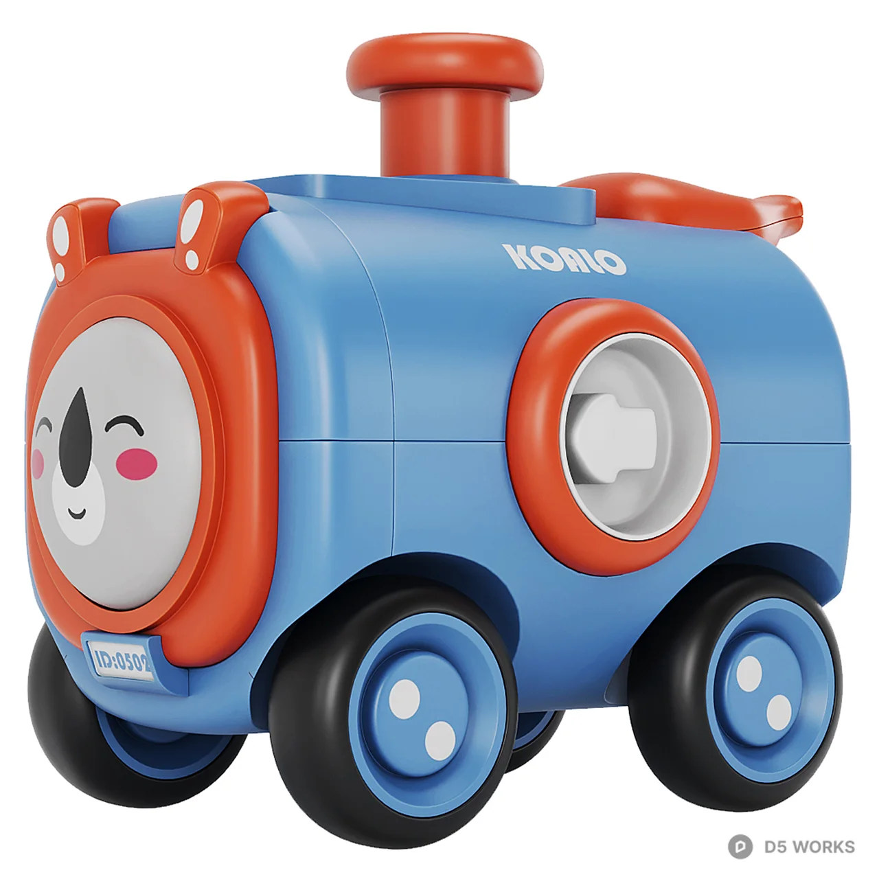 Cartoon Stylized Red Toy Train Engine 3d model thumbnail 4