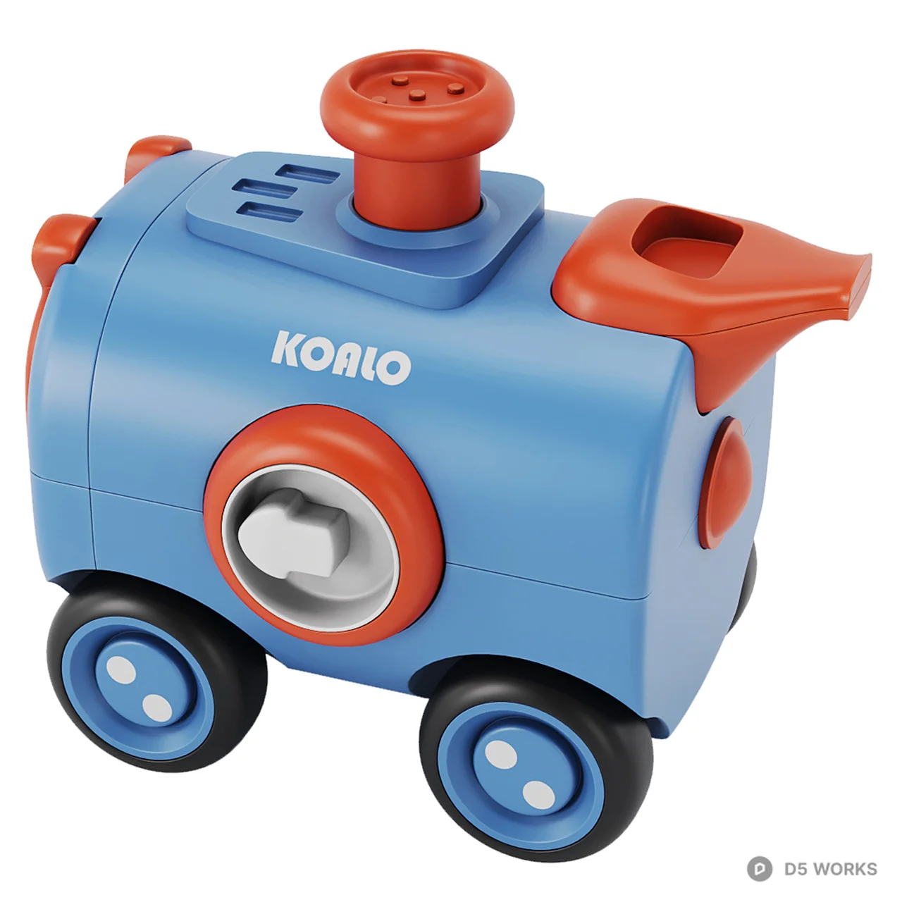 Cartoon Stylized Red Toy Train Engine 3d model thumbnail 6