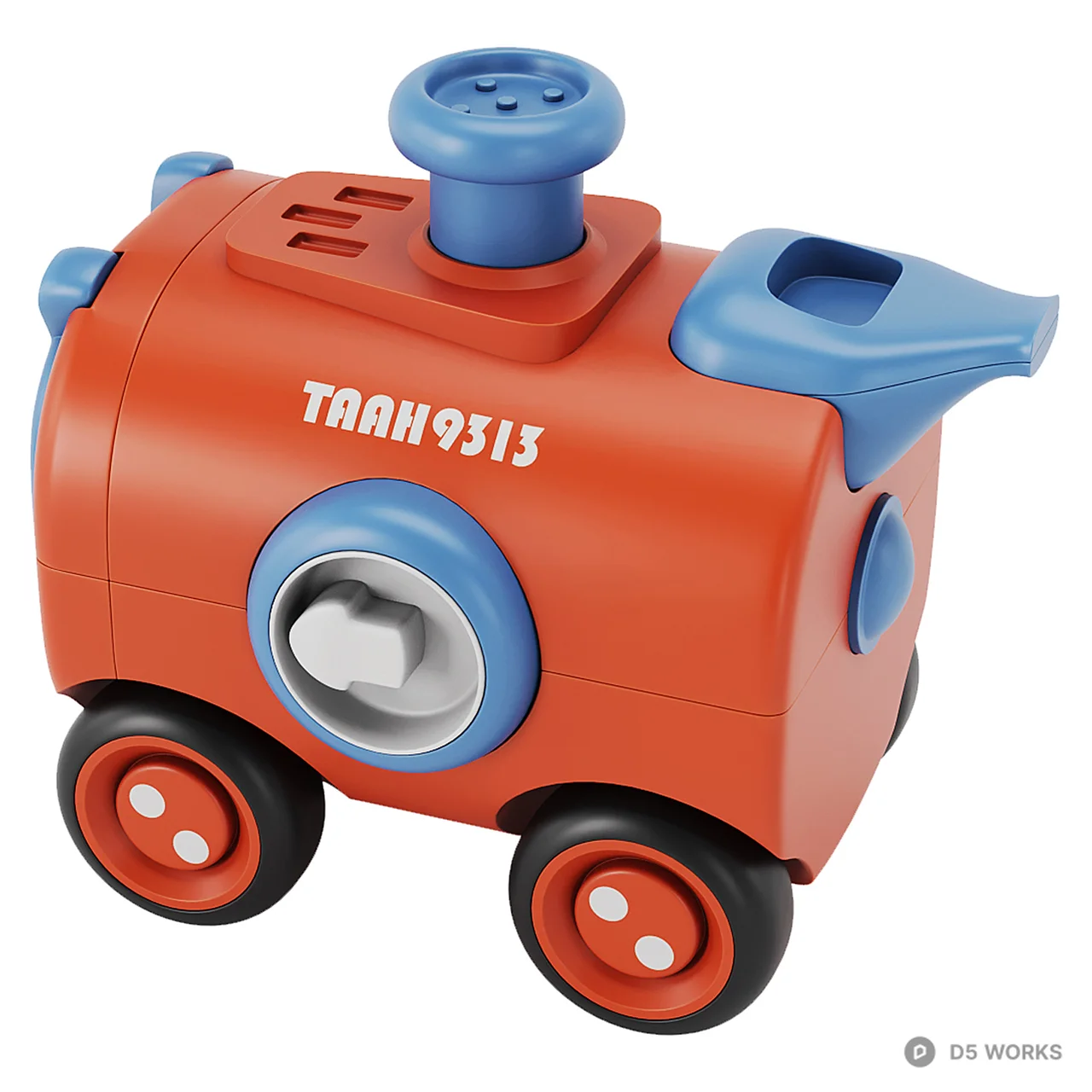 Cartoon Stylized Red Toy Train Engine 3d model thumbnail 2