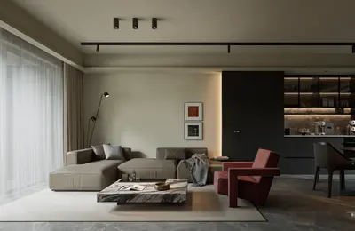 Modern Minimalist Living Dining Space 3d model