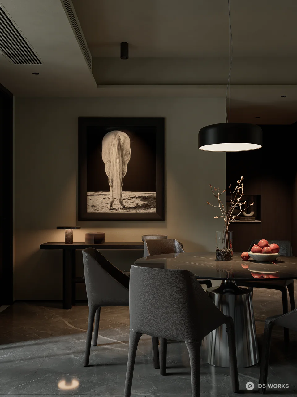 Modern Minimalist Living Dining Space 3d model thumbnail 7