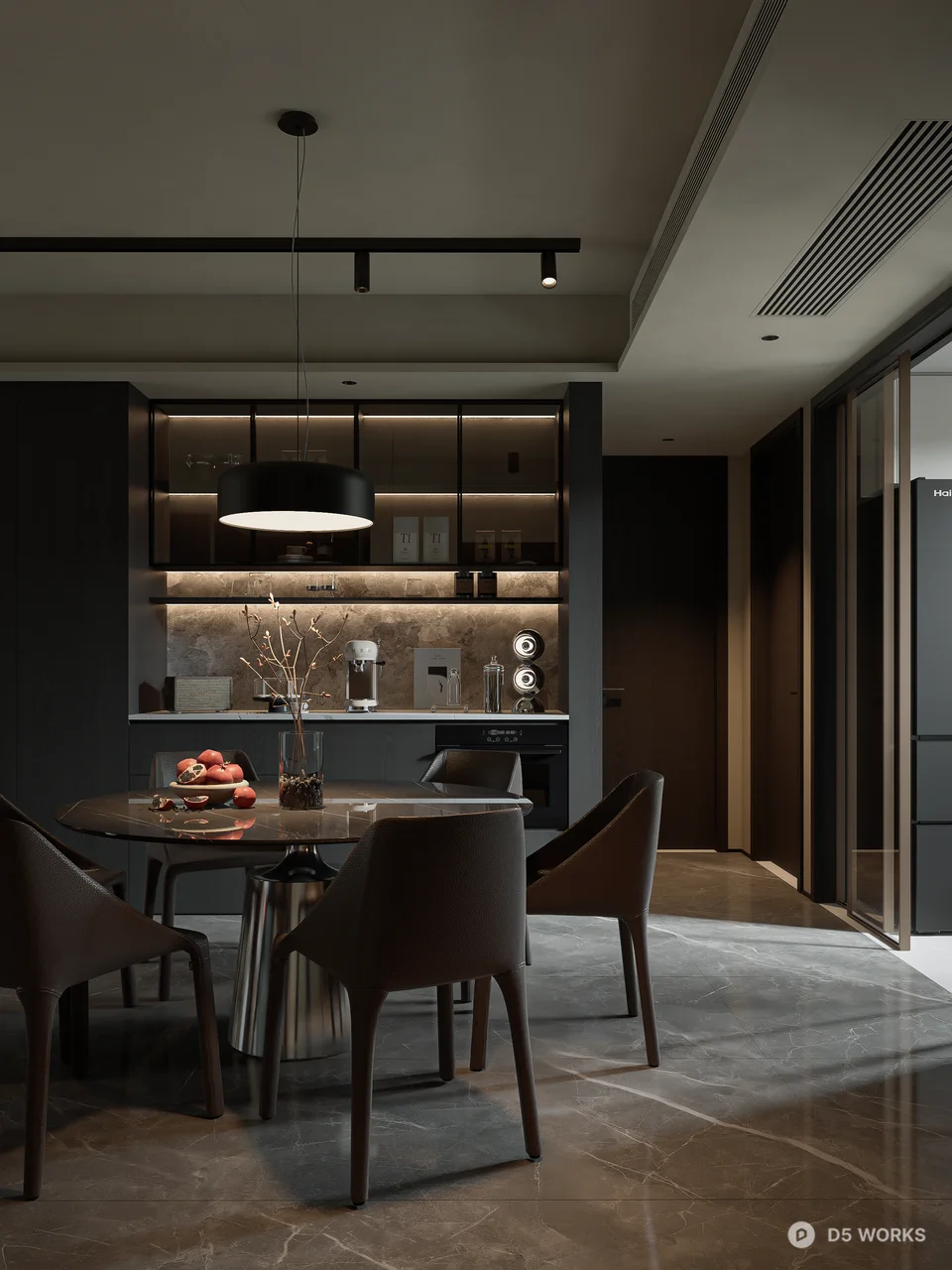 Modern Minimalist Living Dining Space 3d model thumbnail 8