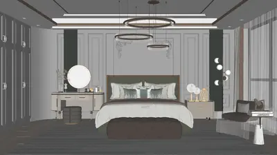 Minimalist Luxury Bedroom with Ambient Lighting 3d model