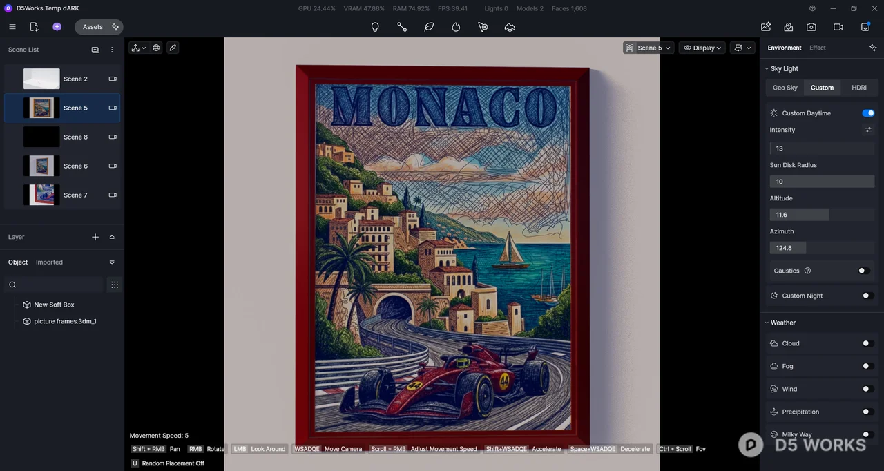 Vintage Framed Poster Art 3d model thumbnail 4