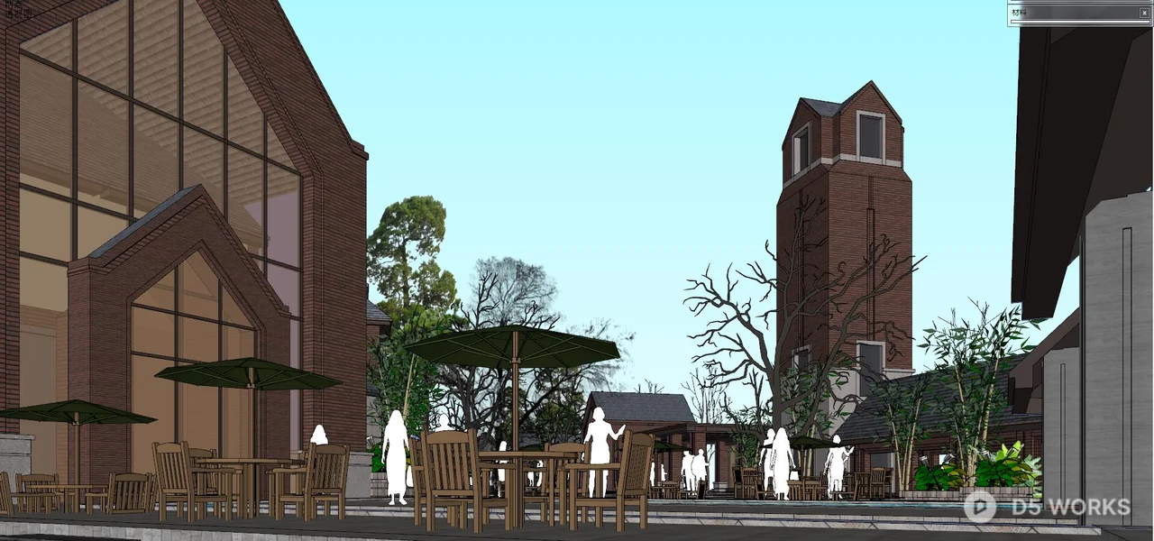 Commercial Street Landscape With Pedestrian Walkway 3d model thumbnail 6