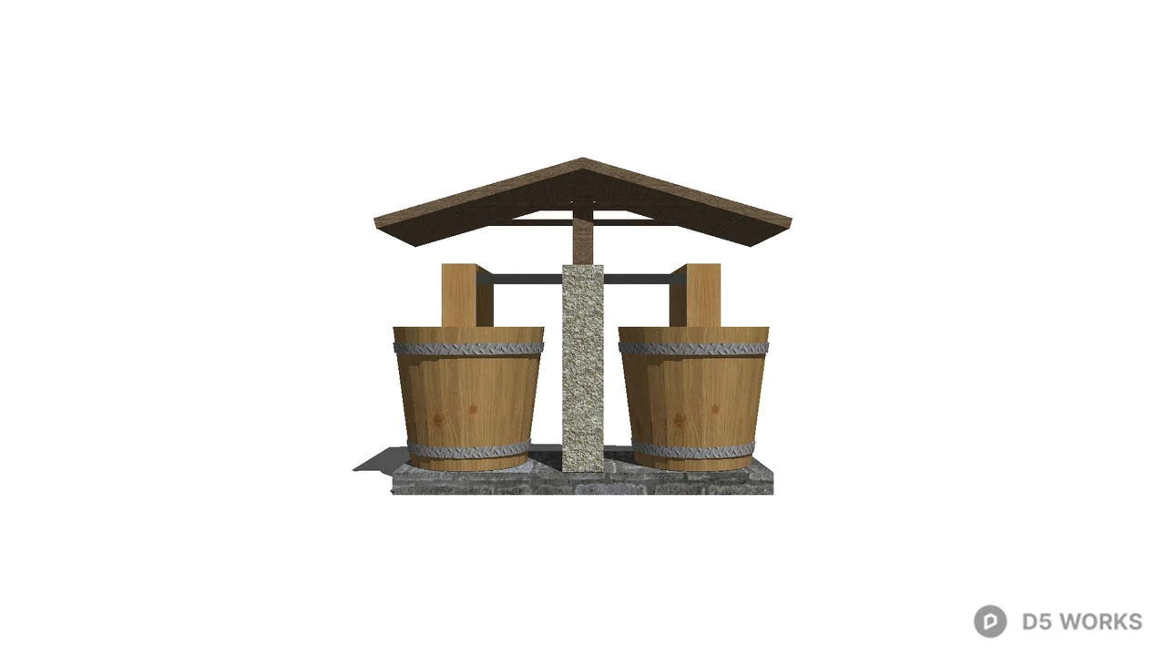 Rustic Wooden Well Structure 3d model - Image 1