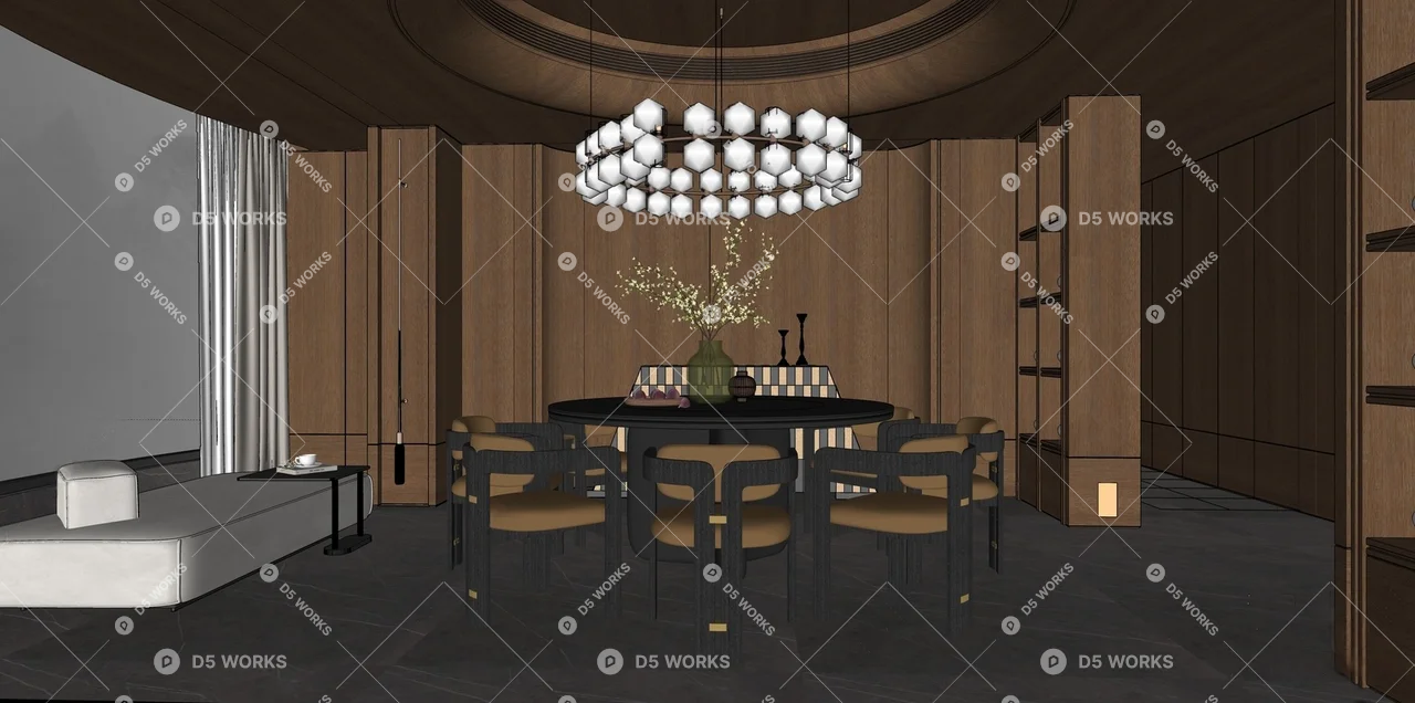 Modern Luxury Wood Panel Compartment 3d model thumbnail 2