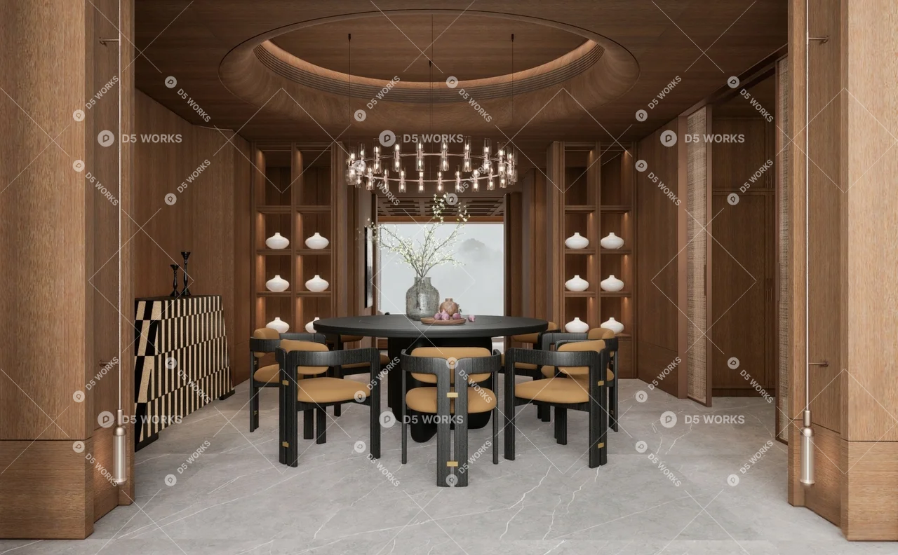 Modern Luxury Wood Panel Compartment 3d model thumbnail 3